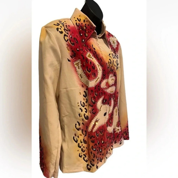 HOBBY HORSE SHOW SHIRT JACKET SHOWMANSHIP‎ UNIQUE WESTERN CRYSTALS - Picture 2 of 12